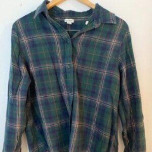 Green LL Bean Flannel Women's Medium Petite